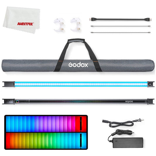 GODOX TL120 RGB Tube Light,CRI 96 TLCI 98,Color Temper 2700K~6500K,100% Brightness (LUX),39 FX Effects,Smartphone APP/2.4G Wireless/DMX Control TL120