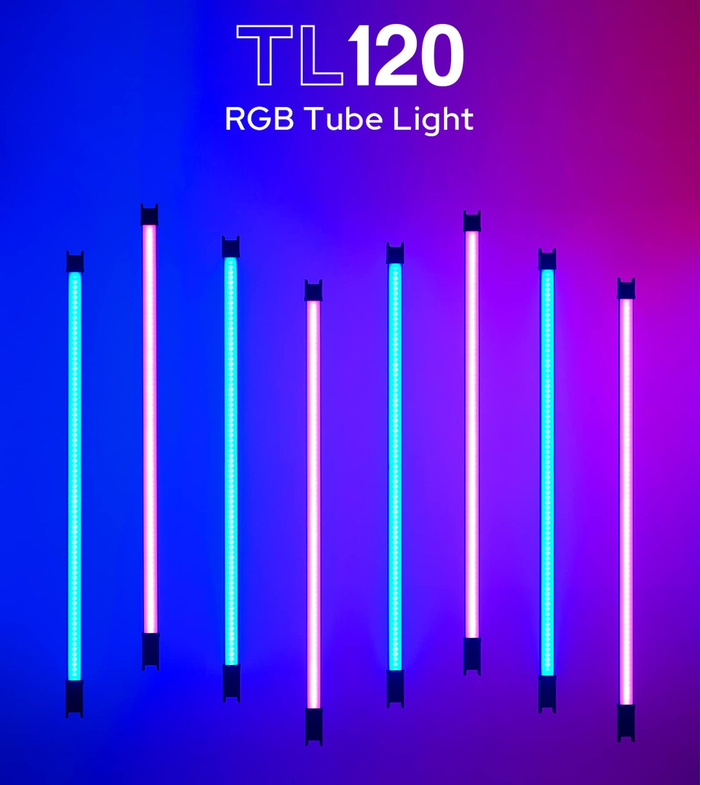 GODOX TL120 RGB Tube Light,CRI 96 TLCI 98,Color Temper 2700K~6500K,100% Brightness (LUX),39 FX Effects,Smartphone APP/2.4G Wireless/DMX Control TL120