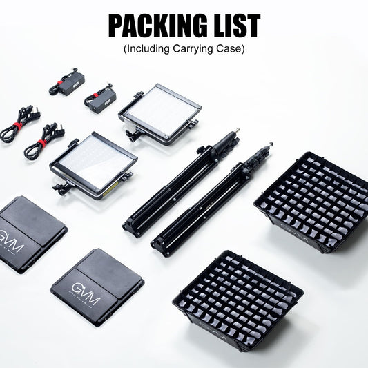 GVM Upgrade 800D RGB Video Light Kits with 2 Softboxes, Studio Lights with Bluetooth Control, 2 Packs Photography Lighting with 18 Lighting Scenes, led Panel Lights for Video Recording