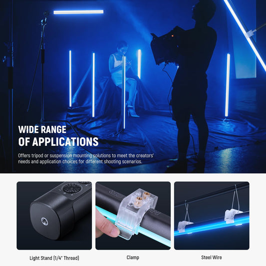 NEEWER RGB Tube Light, 30W LED Video Light RGBWW Full Color Stick Light Wand with 18 Scenes 7 Pixel Effects 2500-10000K CRI97/TLCI98 6000mAh, APP/2.4G/DMX Control for Photography Video Record, TL90C