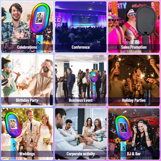 ZLPOWER Photo Booth for Any Ipad iPad Stand Shell with Free Custom Logo Remote Control RGB Beauty Ring Lights Portable Photobooth Machine and Honeycomb Box for Parties Wedding Events Rental